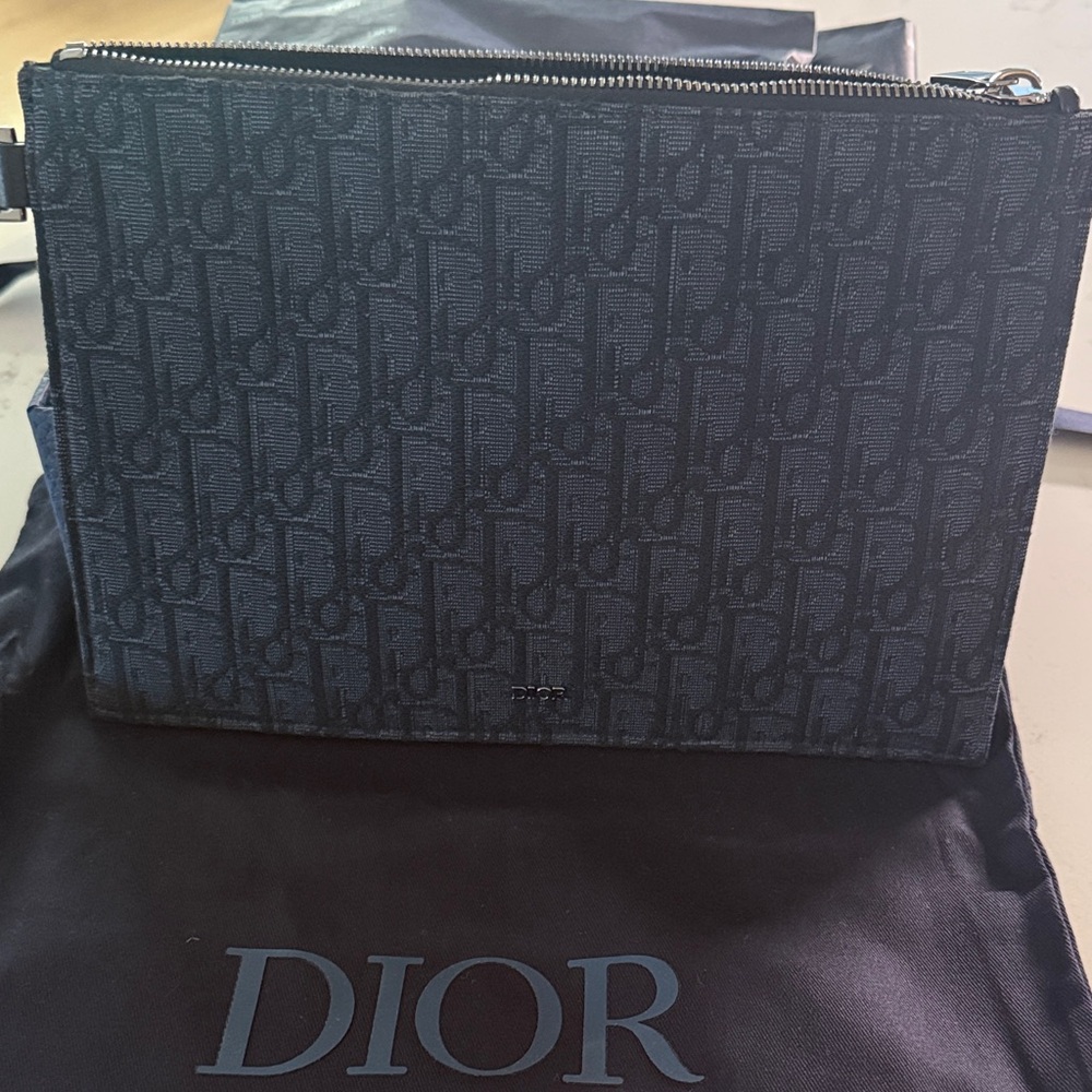 Dior Men's Navy Monogram Toiletry Bag